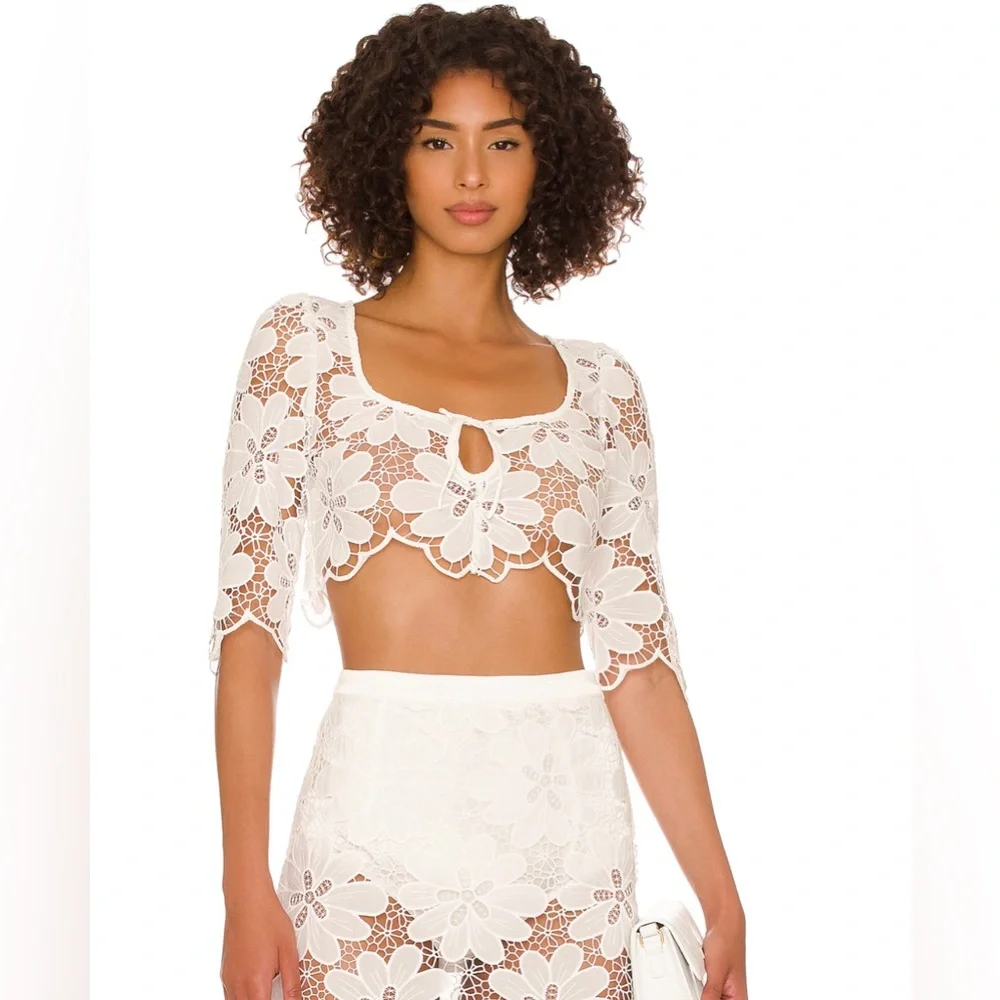 For Love & Lemons MALIKA CROP TOP. White. Size XS. New with Tags.